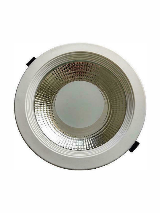 Eurolamp Στρογγυλό Χωνευτό LED Panel Ισχύος 30W με Ψυχρό Λευκό Φως 22x22εκ.
