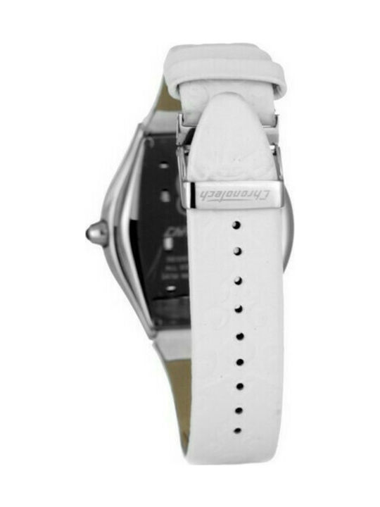 Chronotech Watch Battery with White Leather Strap CT7693J-02