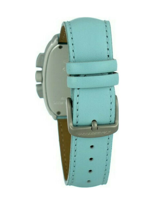 Chronotech Watch Battery with Turquoise Leather Strap CT7359-01