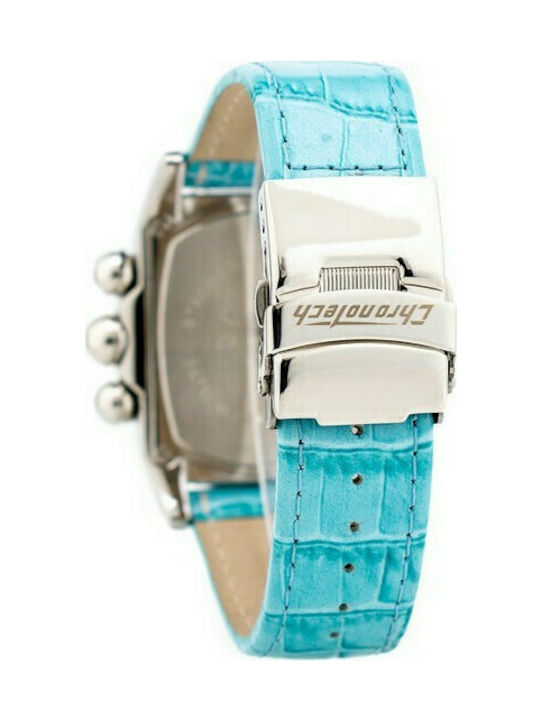 Chronotech Watch Battery with Turquoise Leather Strap CT9643-01