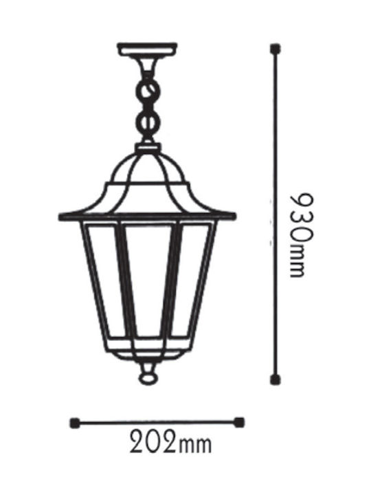 Aca Outdoor Hanging Ceiling Light E27 in Black Color HI6025B