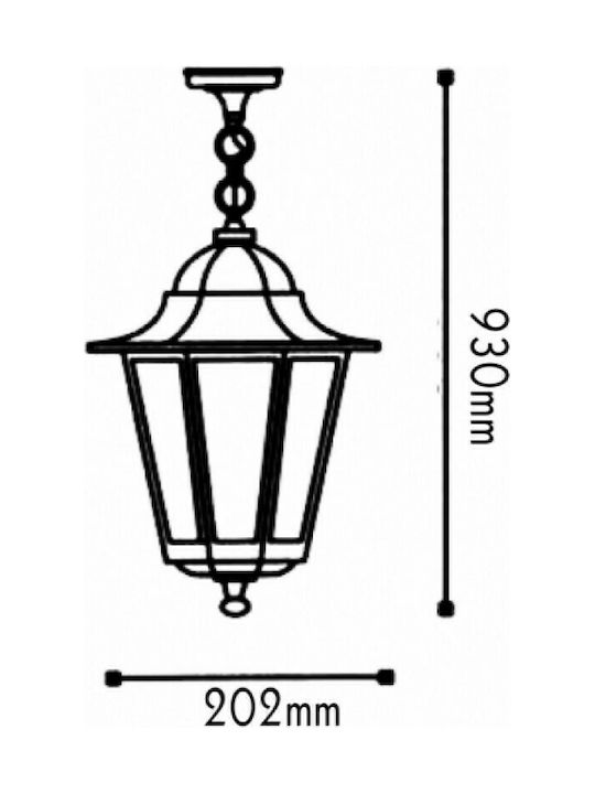 Aca Outdoor Hanging Ceiling Light E27 in Green Color HI6025V