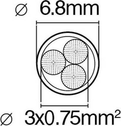 VK Lighting Fabric Cable 3x0.75mm² 1m in Black Color 1m 47143-036654