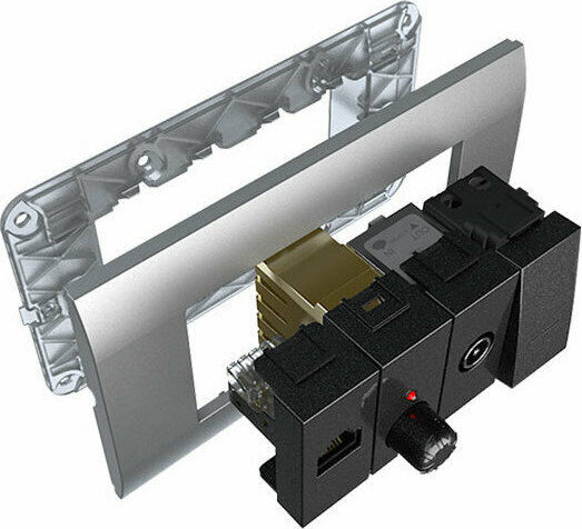 Aca Modys Single Network Socket RJ45 Without Recessed Frame Type Cat5e in Grey Colour