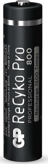 GP Batteries Recyko+ Pro Επαναφορτιζόμενες Μπαταρίες AAA Ni-MH 800mAh 1.2V 4τμχ