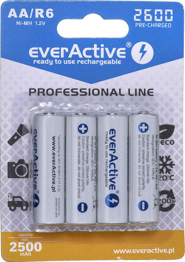everActive Professional Line Презареждащи батерии AA Ni-MH 2600mAh 1.2V 4бр