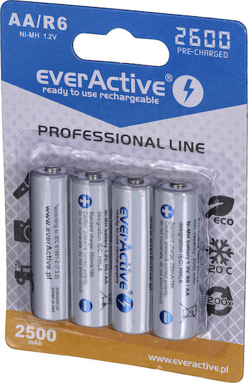 everActive Professional Line Презареждащи батерии AA Ni-MH 2600mAh 1.2V 4бр