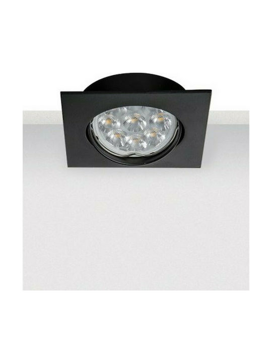 Zambelis Lights Square Metallic Recessed Spot with Socket GU10 Black 8.5x8.5cm.