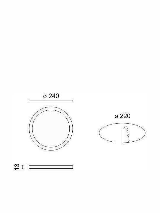 Spot Light Round Recessed LED Panel 24W with Cool White Light 6000K 24cm