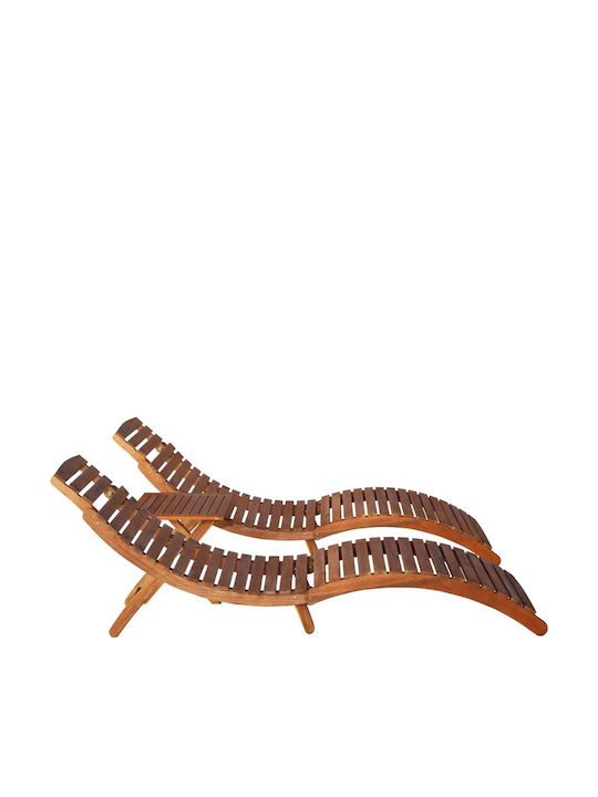 Șezlong Din Lemn Maro Set Cu Masă 3 Buc 184x55x64cm