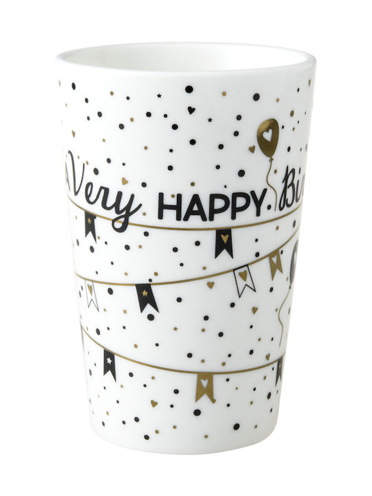 Dutch Rose Happy Birthday Porcelain Cup White 430ml DR