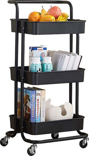 Vesta Home Τρόλεϊ Κουζίνας Μεταλλικό 3 Θέσεων Μαύρο 43x34x85.5cm