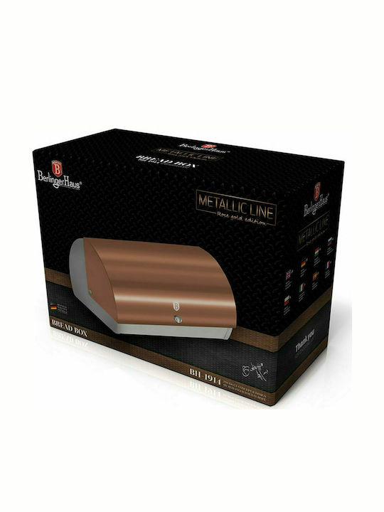 Berlinger Haus Metallic Line Bread Box with Lid Inox Rose Gold Collection 38.5x28x18.5cm