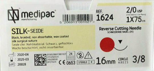 Medipac Silk 3.0 Surgical Suture 16mm 1624