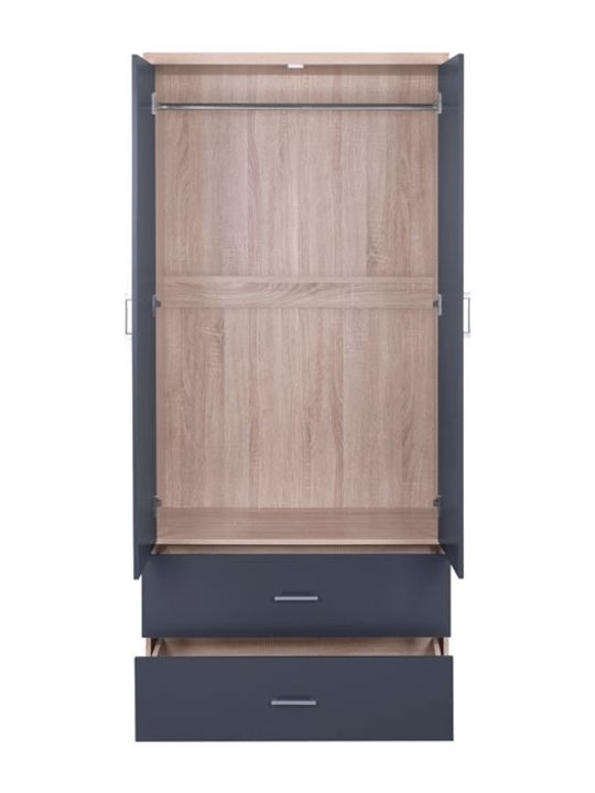 Double Door Wardrobe REINA Gray 80x42x181cm