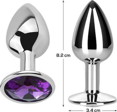 LateToBed Afterdark Purple Amethyst Analplug Mittel Silber 8.2cm AD-290