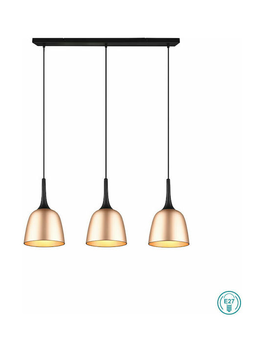 Trio Lighting Chiron Hängelampe Kupfer Schiene mit Fassung E27 90x20x20cm.