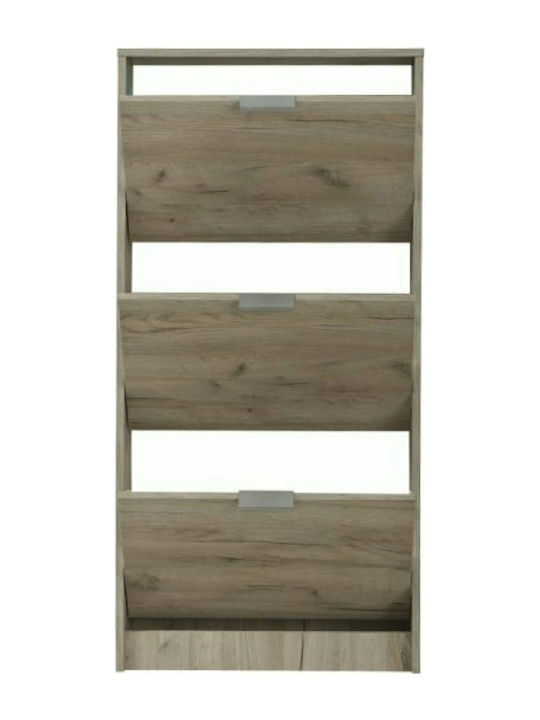 Ξύλινη Παπουτσοθήκη Hugo 23 με 3 Ράφια Grey Oak Μ67xΠ28xΥ119cm