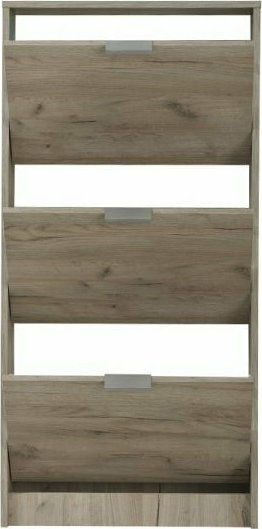 Hugo 23 Wooden Shoe Organizer with 3 Shelves Grey Oak 67x28x119cm
