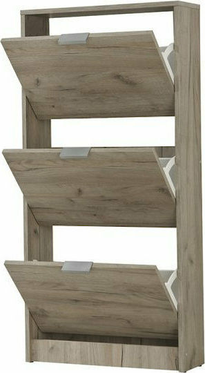 Hugo 23 Wooden Shoe Organizer with 3 Shelves Grey Oak 67x28x119cm