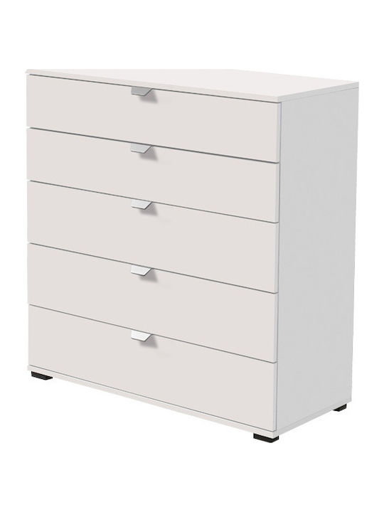 Duero 5F 90 Wooden Chest of Drawers with 5 Drawers White 90x40x95cm