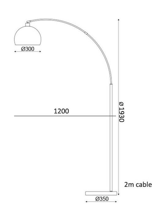 Aca Matilda Floor Lamp H193xW35cm. with Socket for Bulb E27 Copper