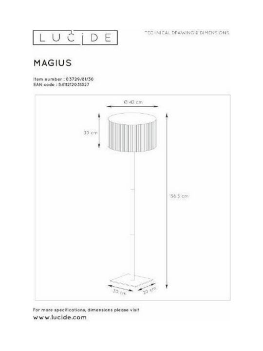 Lucide Lightning Magius Φωτιστικό Δαπέδου Υ160xΜ42εκ. με Ντουί για Λαμπτήρα E27 Μαύρο