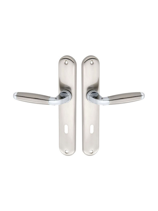 Import Hellas Lever Middle Door with Plate Z-023 Z-023 Pair (Center Distance 75mm) Nickel