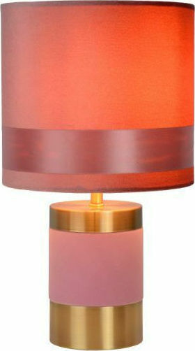 Lucide Lightning Extravaganza Frizzle Metal Table Lamp for Socket E14 with Pink Shade and Base