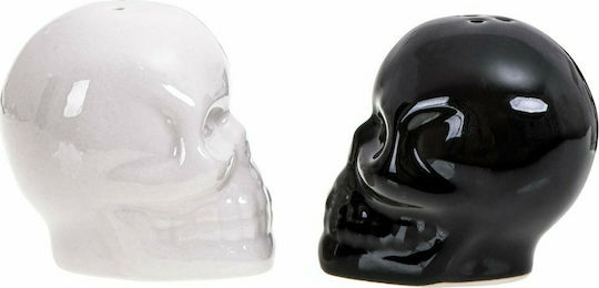 Gadget Master Череп Σετ Αλατοπίπερο Керамика White - Black 2бр