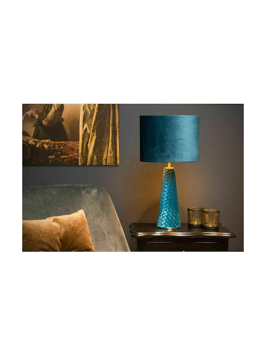 Lucide Lightning Velvet Υφασμάτινο Πορτατίφ για Ντουί E27 LED με Μπλε Καπέλο και Βάση