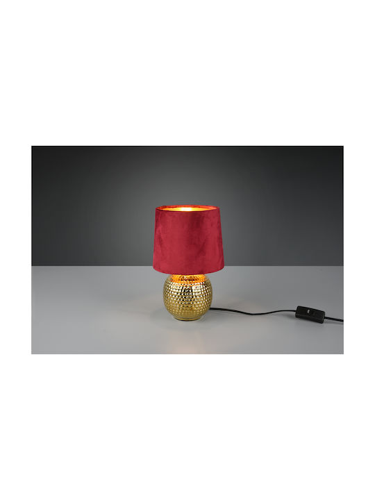 Trio Lighting Sophia Metal Table Lamp for Socket E14 with Red Shade and Gold Base