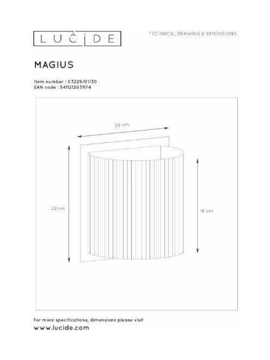 Lucide Lightning Magius Vintage Leuchte Wand mit Fassung E27 Braun