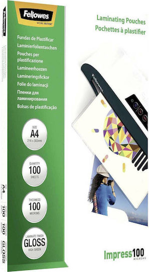 Fellowes A4 Лъскави Пластмасови Желатинки 100 Микрона 100 Бройки