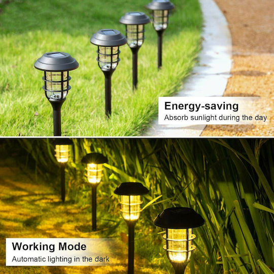GloboStar Set of 6 Spiked Solar Lights Lanterns 1W 100lm Warm White 3000K with Photocell IP65 12x12cm