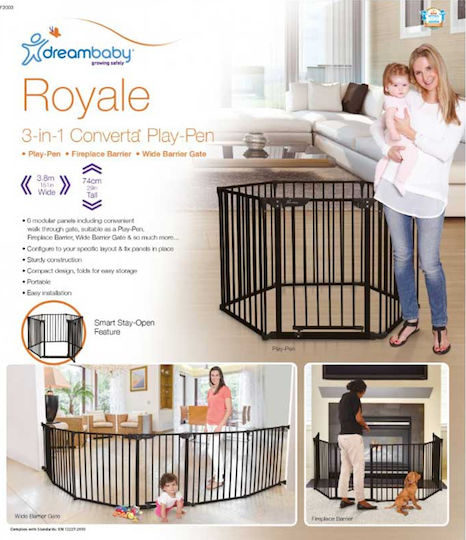 Dreambaby Royale Foldable Security Door in Black Color 380x74cm 1pcs