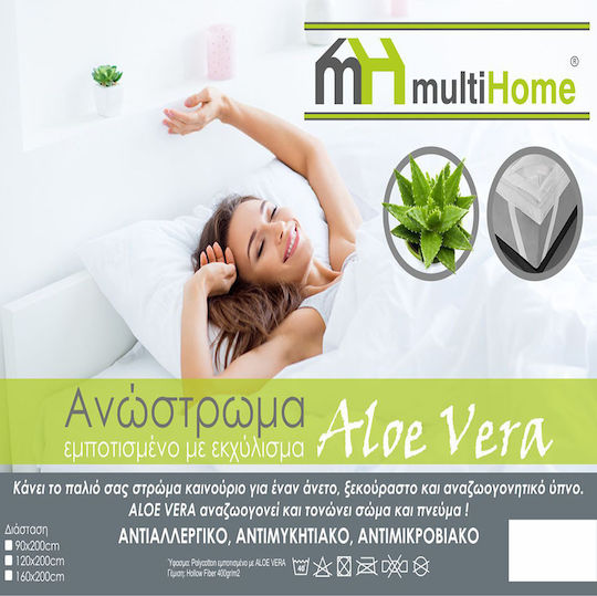 MultiHome Mattress Topper Single Hollowfiber Infused with Aloe & Elastic Straps 90x200cm