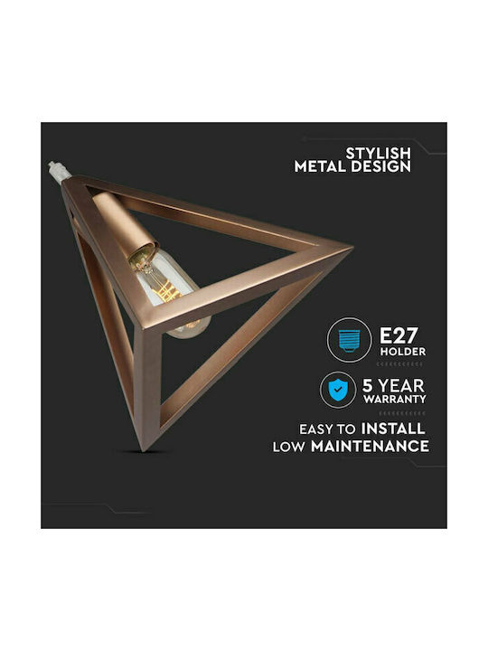 V-TAC Pyramid Pendant Light Bronze Grid with Socket E27 25x19x125cm