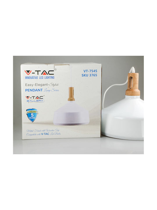V-TAC Pendant Light White Bell with Socket E27 35x30x110cm