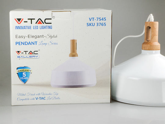 V-TAC Висящо Осветително Тяло Бял Камбанка 35x30x110см.