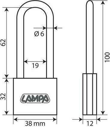 Lampa Standard Vorhängeschloss Messing mit Schlüssel 50mm 1Stück
