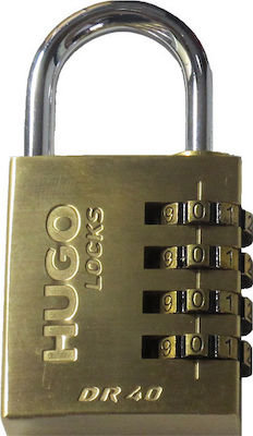 Hugo Locks Steel Padlock Brass Combination Brass 40mm 1pcs