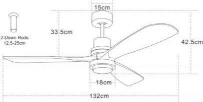 Zambelis Lights Ceiling Fan 132cm with Light Fixture Beige / White