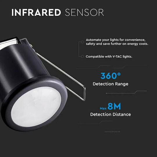 V-TAC VT-8092 Wired Infrared Motion Sensor 360° Detection Scope 8m