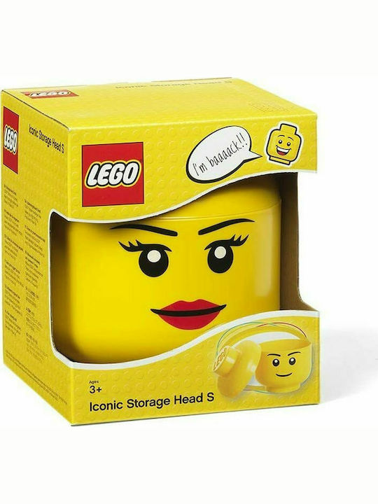 LEGO Children's Storage Box made of Plastic S Girl Head Yellow 16x16x18cm 1pcs