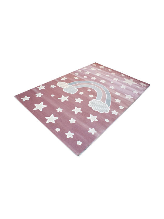 Tzikas Carpets 33076-055 Kinder Teppich Sterne Rosa 160x230cm Dicke 11mm