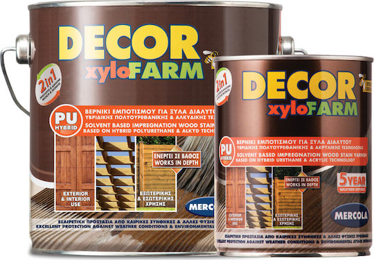 Mercola Decor Xylofarm Impregnation Varnish Polyurethane Solvent Based Colorless Satin 750ml