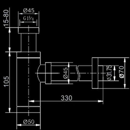 Vinci Siphon Spülbecken Silber