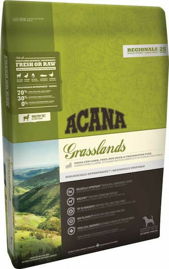 Acana Grasslands 11.4кг Суха Храна за Кучета без Зърнени храни и Глутен с Агнешко и Птици