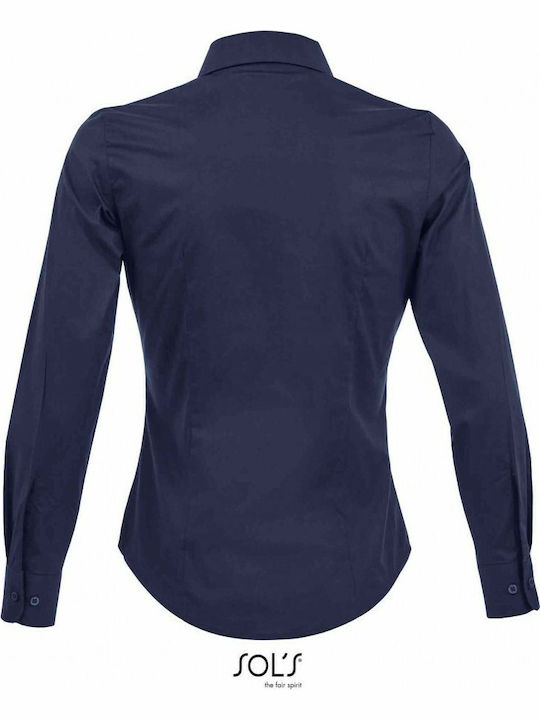 Eden Women's Monochrome Long Sleeve Shirt Navy Blue